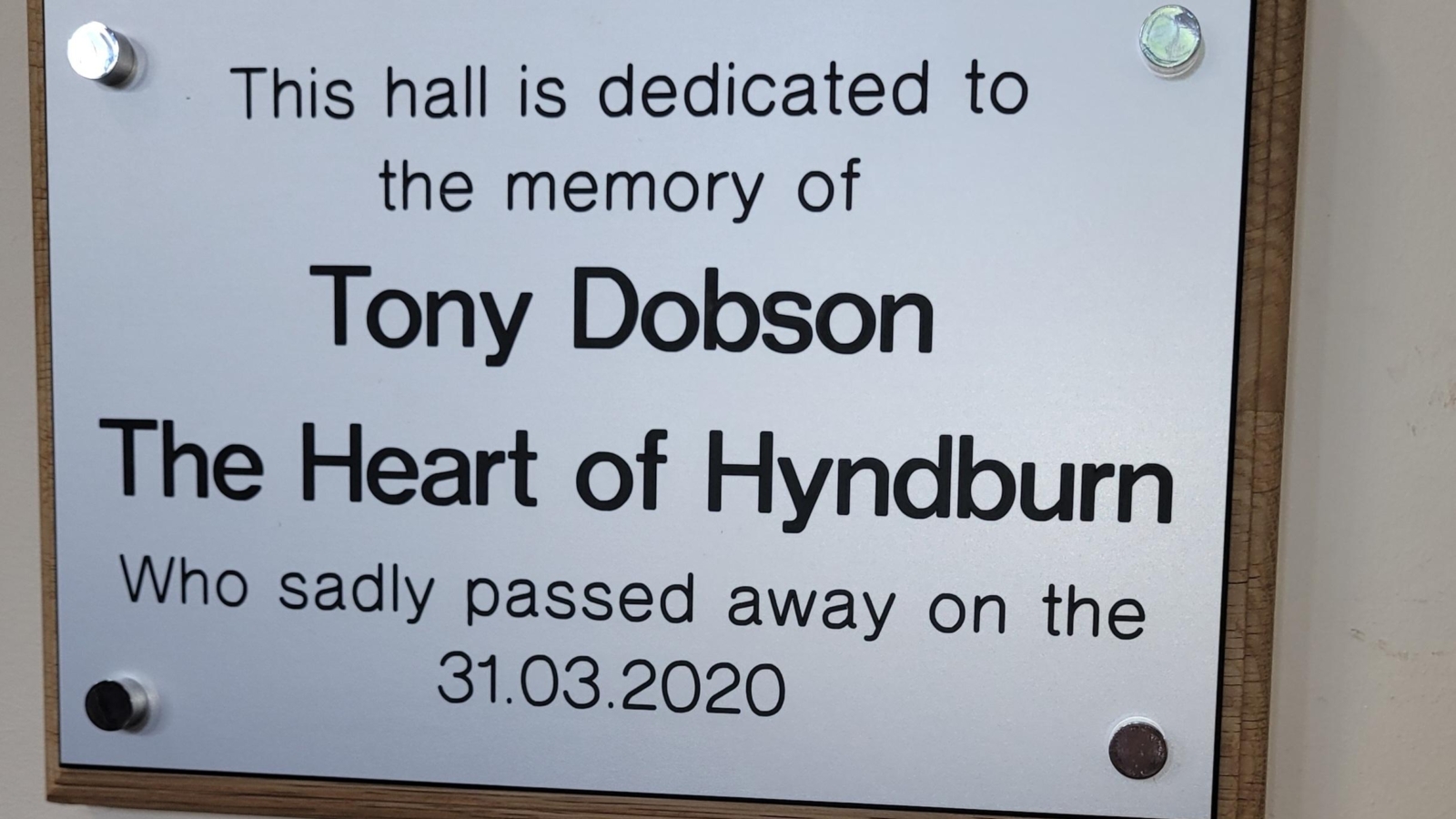 Unveiling of the Tony Dobson plaque at HVCRC Accrington