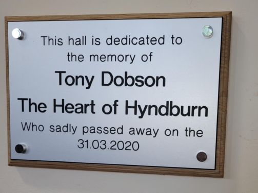 Unveiling of the Tony Dobson plaque at HVCRC Accrington